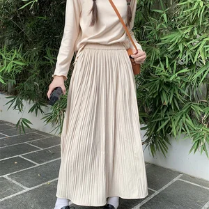 المرأة طويلة مطوي المخملية تنورة مظلة تنورة كبيرة الحجم الكمثرى شكل كلمة رقيقة جديدة حقيقية بالإضافة إلى حجم الدهون مم أفضل 10 تنورة مبيعات للنساء السمينات - No9