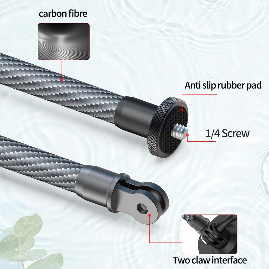 Kohlefaser-Verlängerungsstange mit 1/4-Zoll-Schraube, Selbstklebende Einbeinstativ-Stange für Gopro 13 12 11 10, für Insta360 X4 OSMO Action 5Pro Kamera – Detail 2
