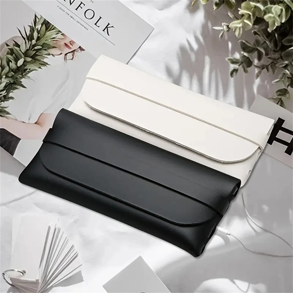 1pcs New Soft Pu Leather Glasses Bag Fashion Glasses Protective Case Women Men Portable Sunglasses Boxes Eyewear Accessories Bla