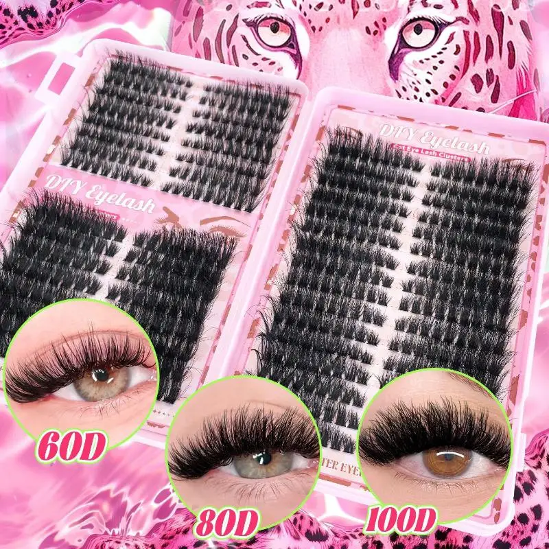 

[WHB]Mix Clusters Eyelash With Bond And Tweezers Makeup Tools DIY Lashes Extension Kit For Lashes Waterproof Eyelashes Set Thick