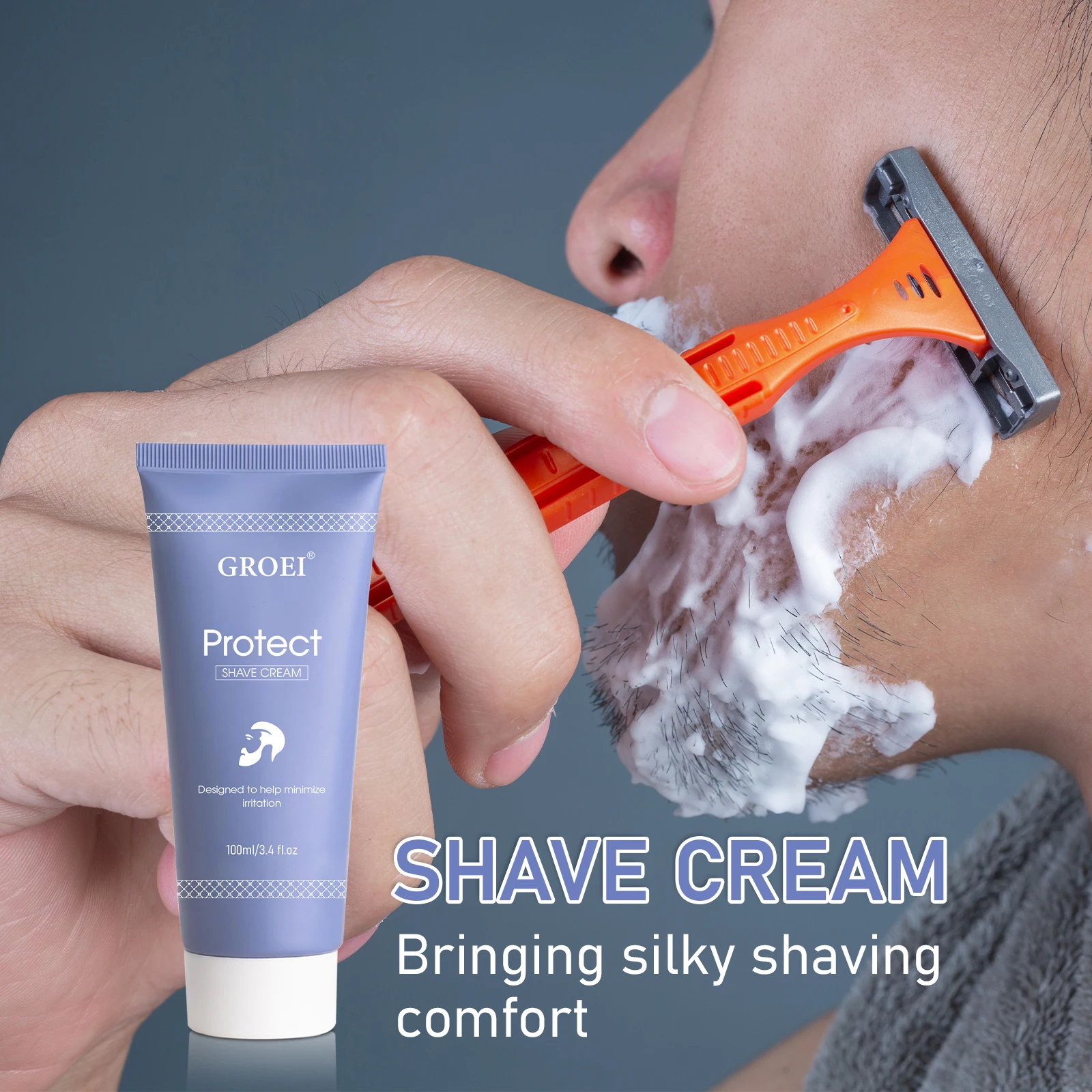 

Protect Shave Cream 100ml - Gentle Moisturizing Formula for Sensitive Skin, Reduces Irritation, Rich Lather for Smooth Shaving