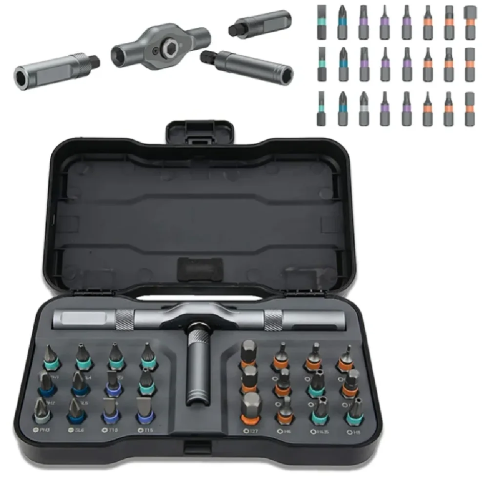 

Ratchet 24 in 1 Screwdriver Set Ratchet Allen Wrench Set Multifunction Set With Removable T Handle Magnetic Compact Portable