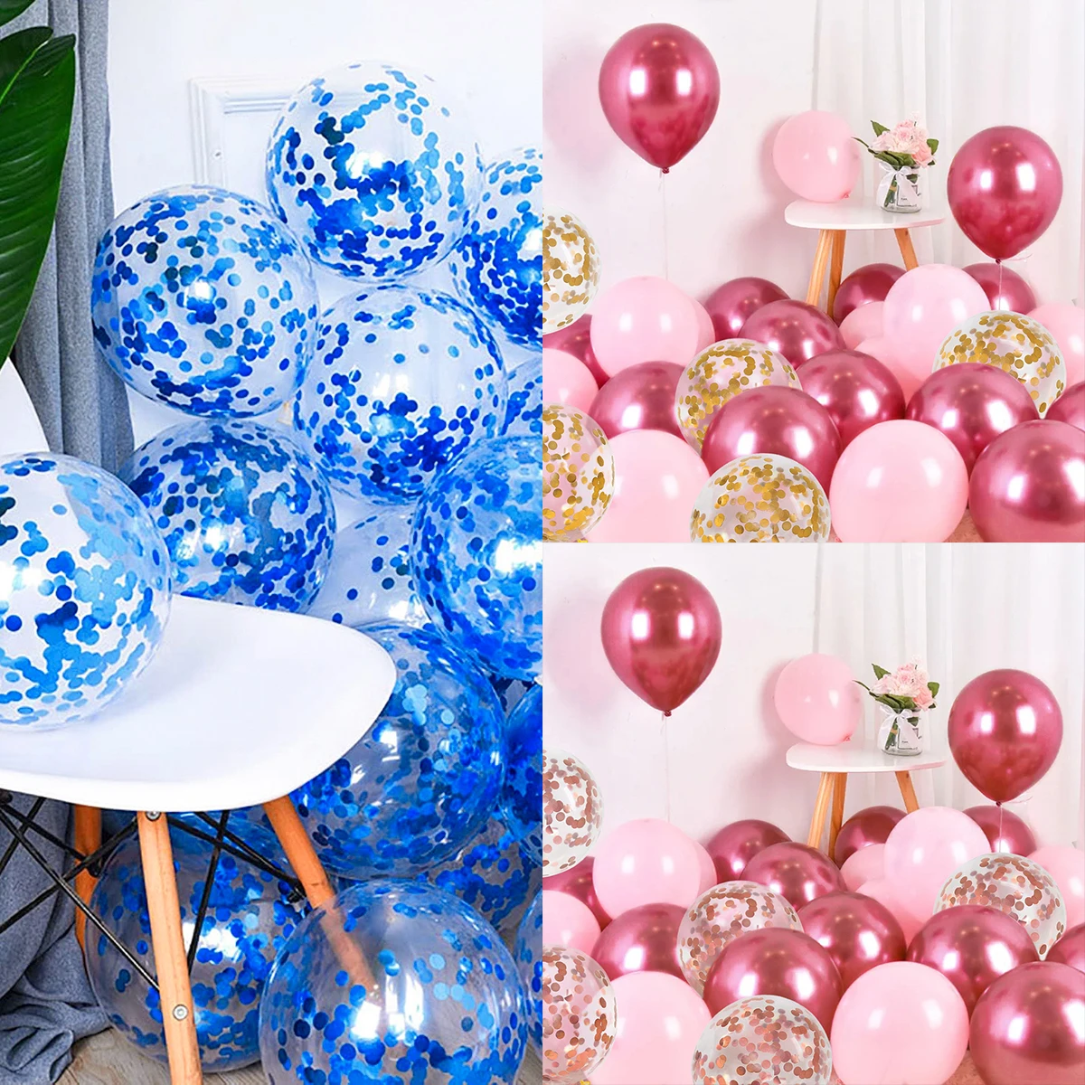 

20/30pcs Pink Gold Confetti Latex Balloons Blue Glitter Clear Transparent Helium Balloons Wedding Birthday Party Decorations