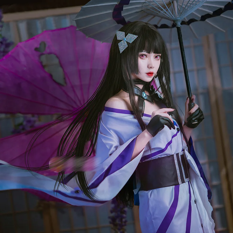 The Game Path to Nowhere cos Sumire Cosplay Petty purple Sexy mature ikebana artist Kimono Women Costume B