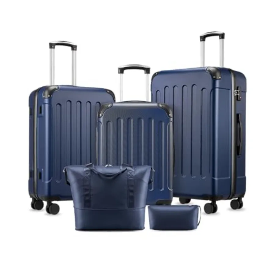 

YOETEY 5 Piece Hardside Luggage Set with Wheels for Travel TSA Approved Blue Durable Polycarbonate Material Smooth Rolling Desi