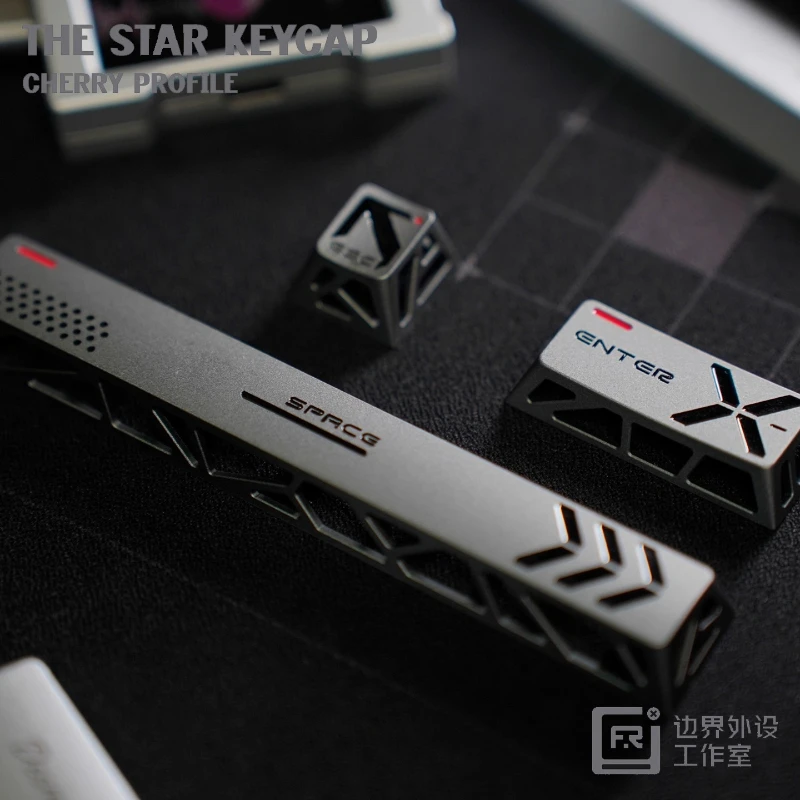 

Гранатные полые прозрачные колпачки для клавиш, индивидуальная механическая клавиатура с ЧПУ, металлический алюминиевый сплав, набор из трех предметов, персонализированный