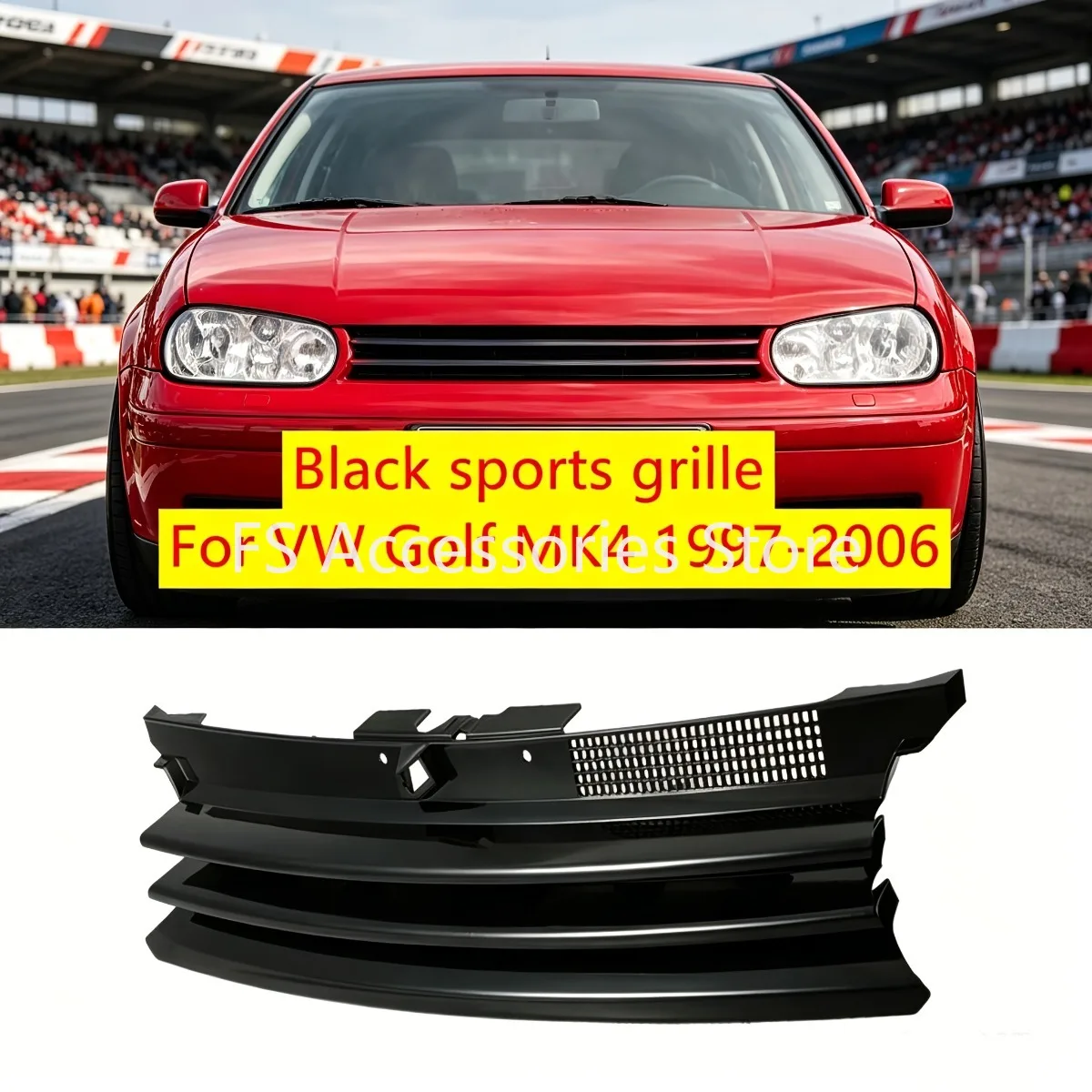 

Black Car Front Hood Grille Upper Bumper Hood Mesh Grid For Volkswagen For VW GOLF 4 MK4 GTI R32 1997-2004 1J0853655G