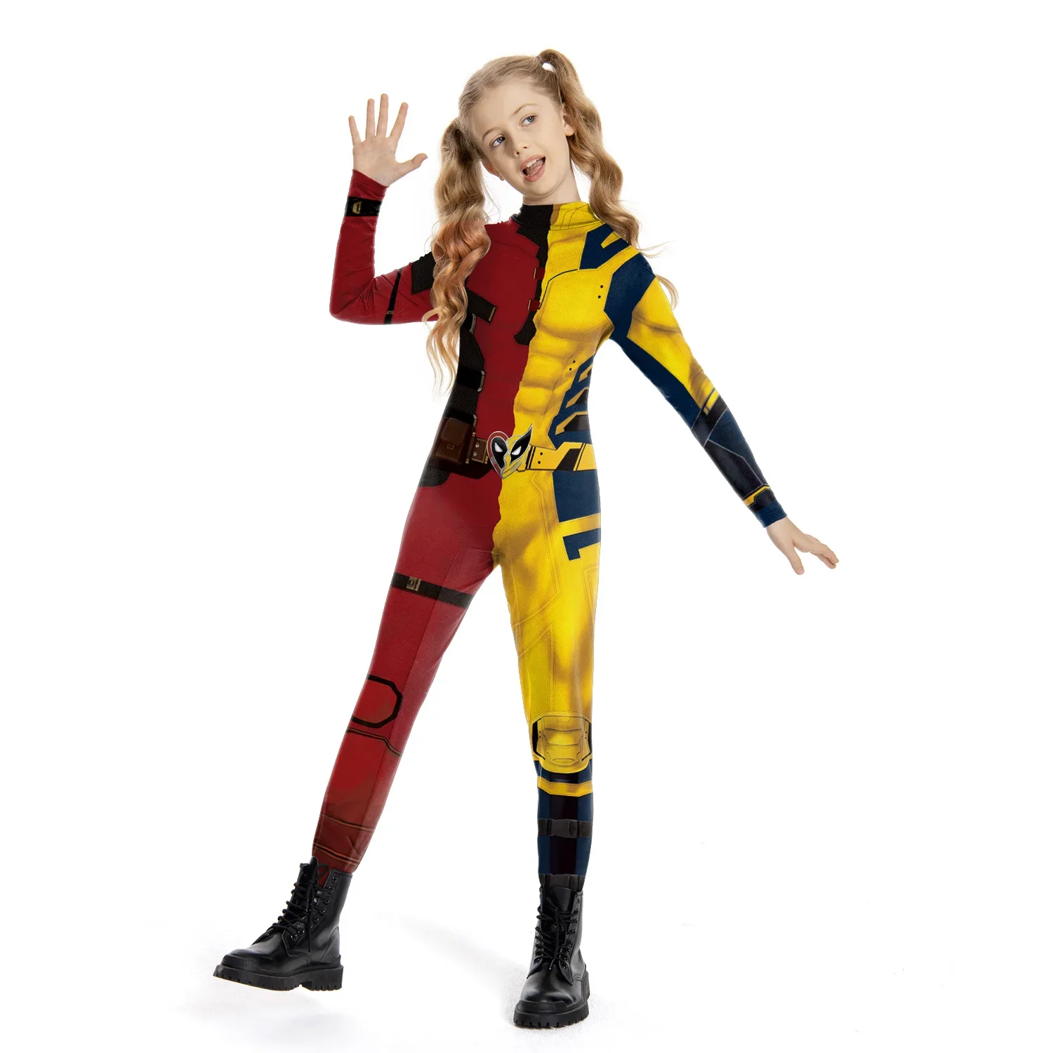 Smile Hero Cosplay Costume pour enfants, Deadpool, Wolverine, Smile Hero, Smile Hero Suit, Halloween Party Drum Suit, Elastic ZTremblsuits, Boys and Girls