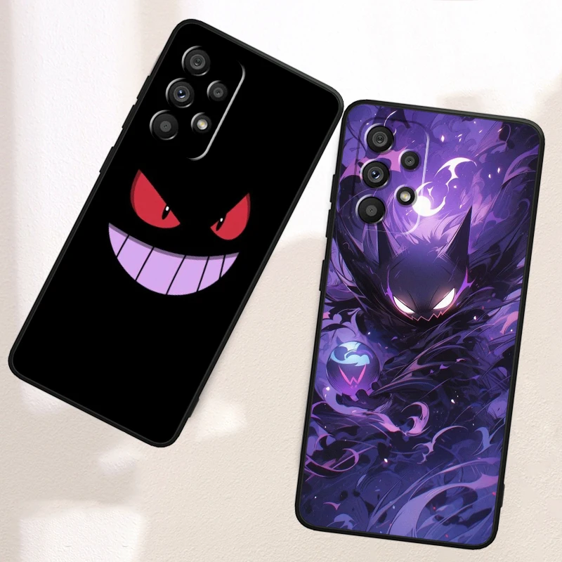 Cartoon P-Pokemones G-Gengars For Samsung A53 A52 A33 A32 A51 A71 A21S A13 A73 A55 A22 A23 A35 A72 A54 A12 5G Black Soft