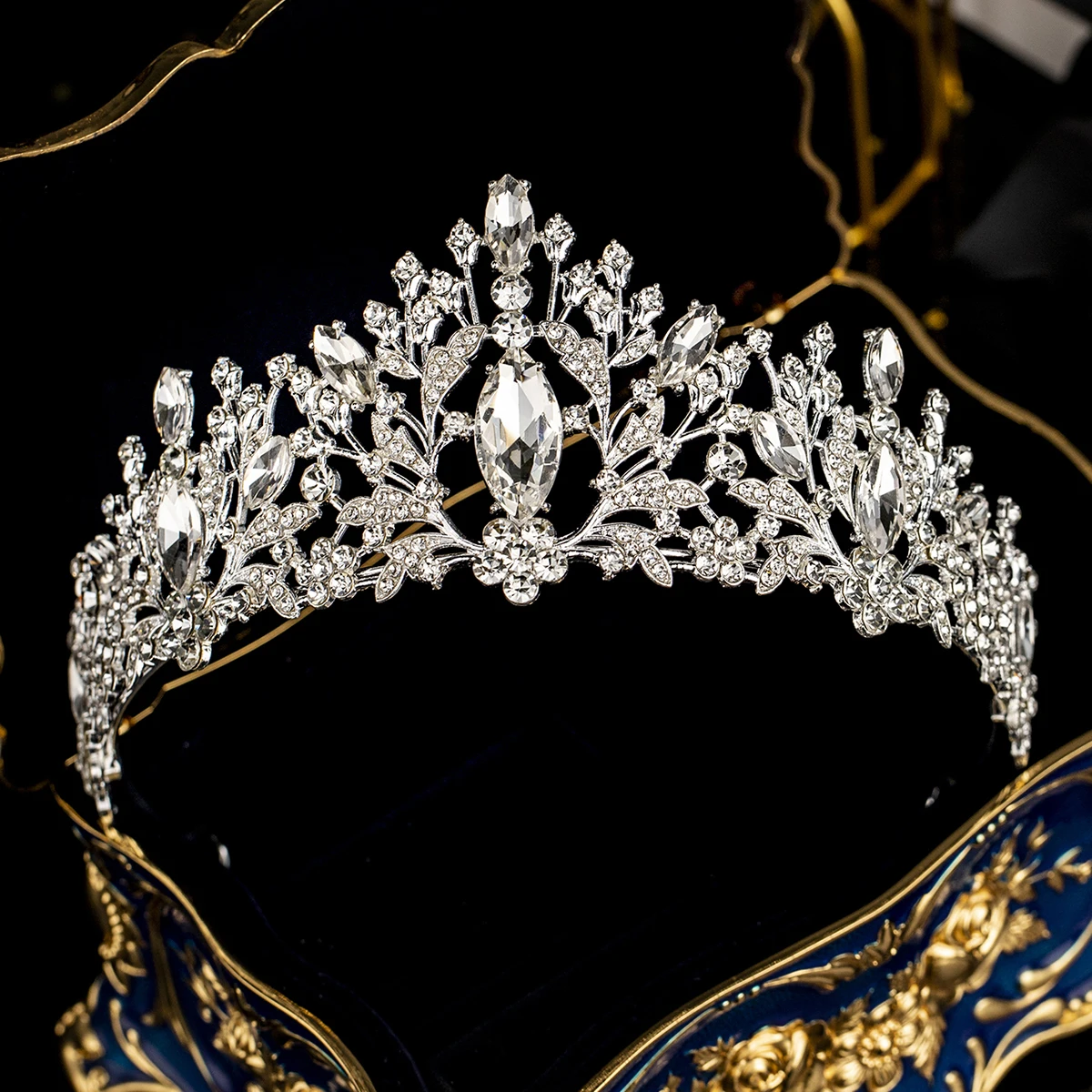 Luxus Kristall Strass Krone Krone Mode handgemachte Tiara für Frauen klassische Prinzessin Haarschmuck für wichtige Anlässe – Detail 5