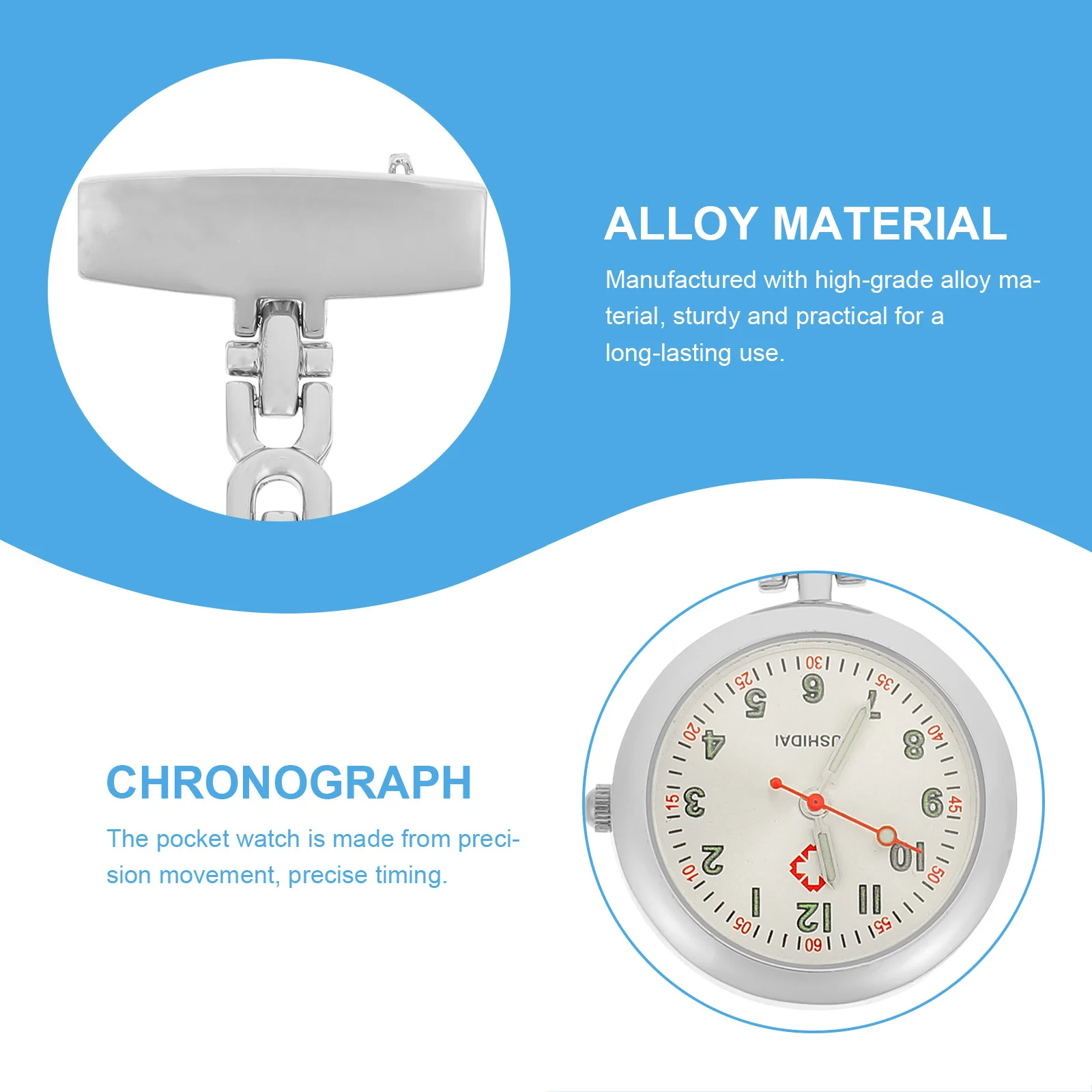 

Luminous Pocket For Nurses Glow In The Dark Alloy Chest Watch Lightweight Clip Buckle Design Mute Portable Accurate Timepiece