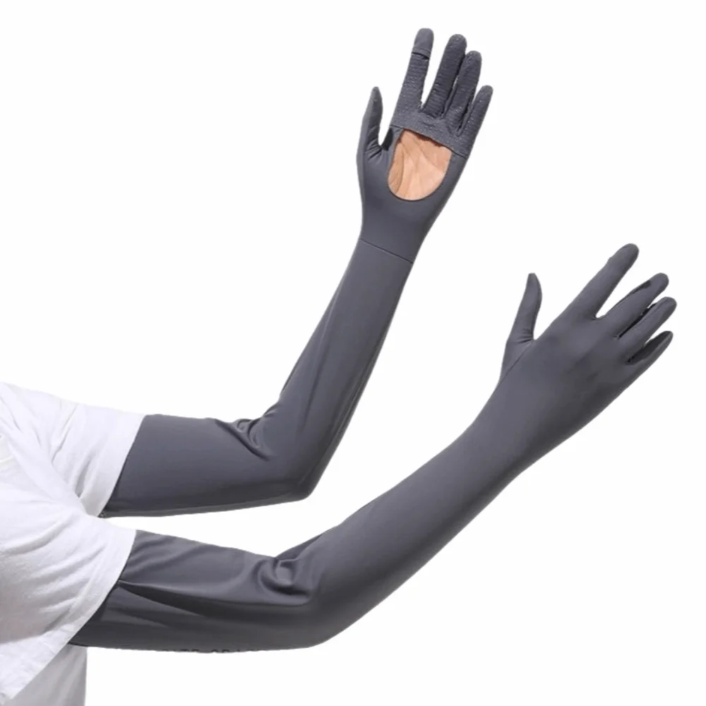 

Simple Solid Color Long Sleeve Sun Protection Flip Sunscreen Sleeve Gloves Elastic Quick-drying Summer Arm Cover Riding