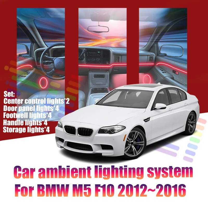 

For BMW M5 F10 2012~2016 Car LED Ambient Lamps Colorful Atmosphere Lights AutoInterior Neon Strip 64 RGB Lighting