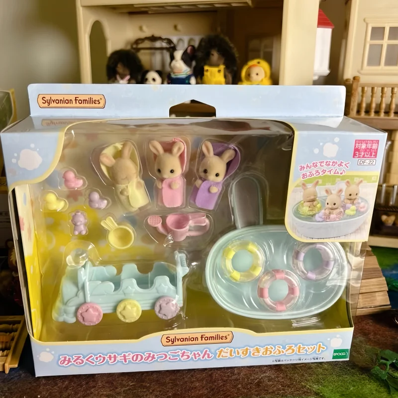 2024 original sylvanian famílias série orelha raposa gota coelho jogando casa brinquedos família anime boneca brinquedo ornamento criança presentes de natal