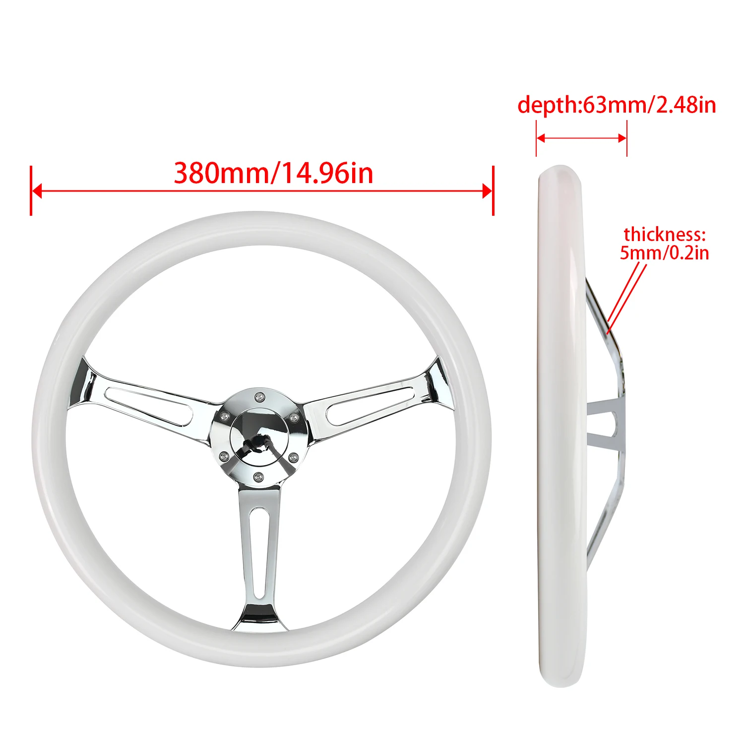 Universal 15inch White Sports Car Steering Sheel 380mm ABS Sports Racing Steering Wheel modified classic car steering wheel