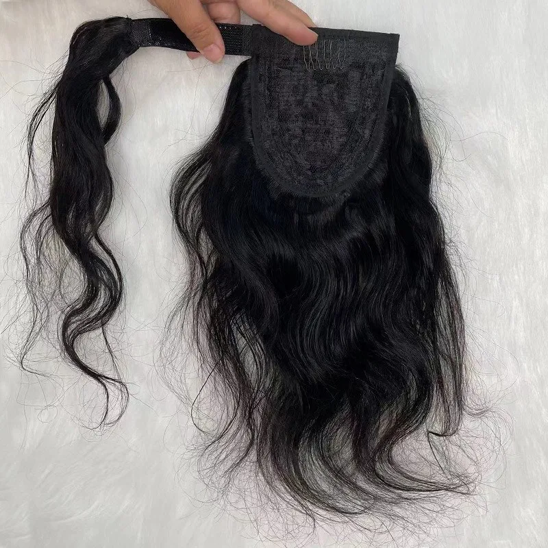 12A Coda di cavallo lunga ondulata hollywoodiana avvolgente Clip per capelli umani con onda del corpo in parrucchino biondo 8-30" per un look elegante da donna