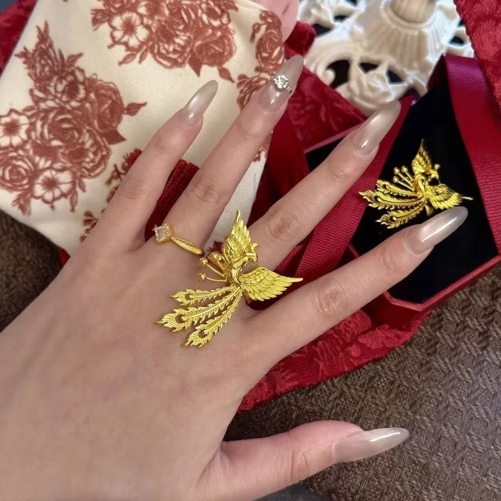 Ancient Phoenix wedding ring adjustable fashion exquisite 9999gold
