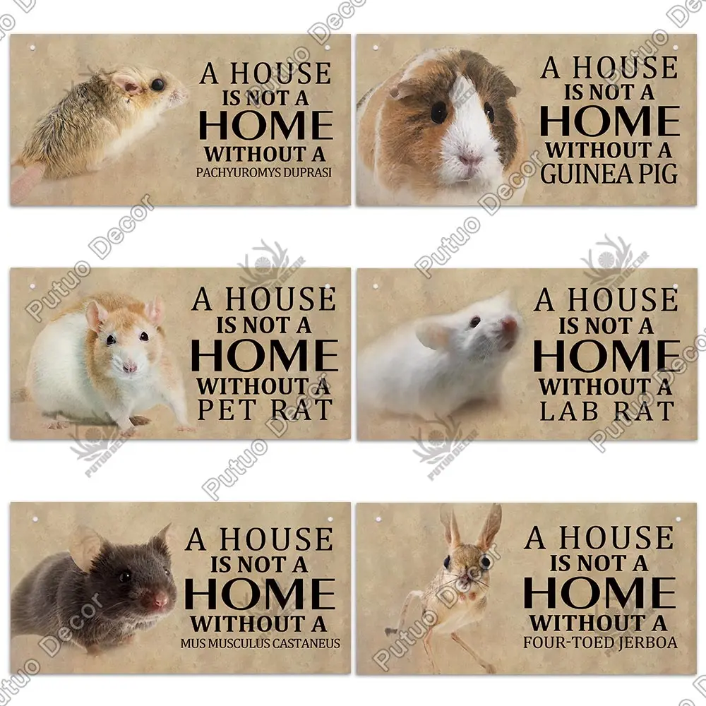 Putuo Decor Pet Mouse Sign Wood Hanging Plaque Wood Signs Guinea Pig Lovely Friendship Wooden Pet Rat Mouse House Wall Decor