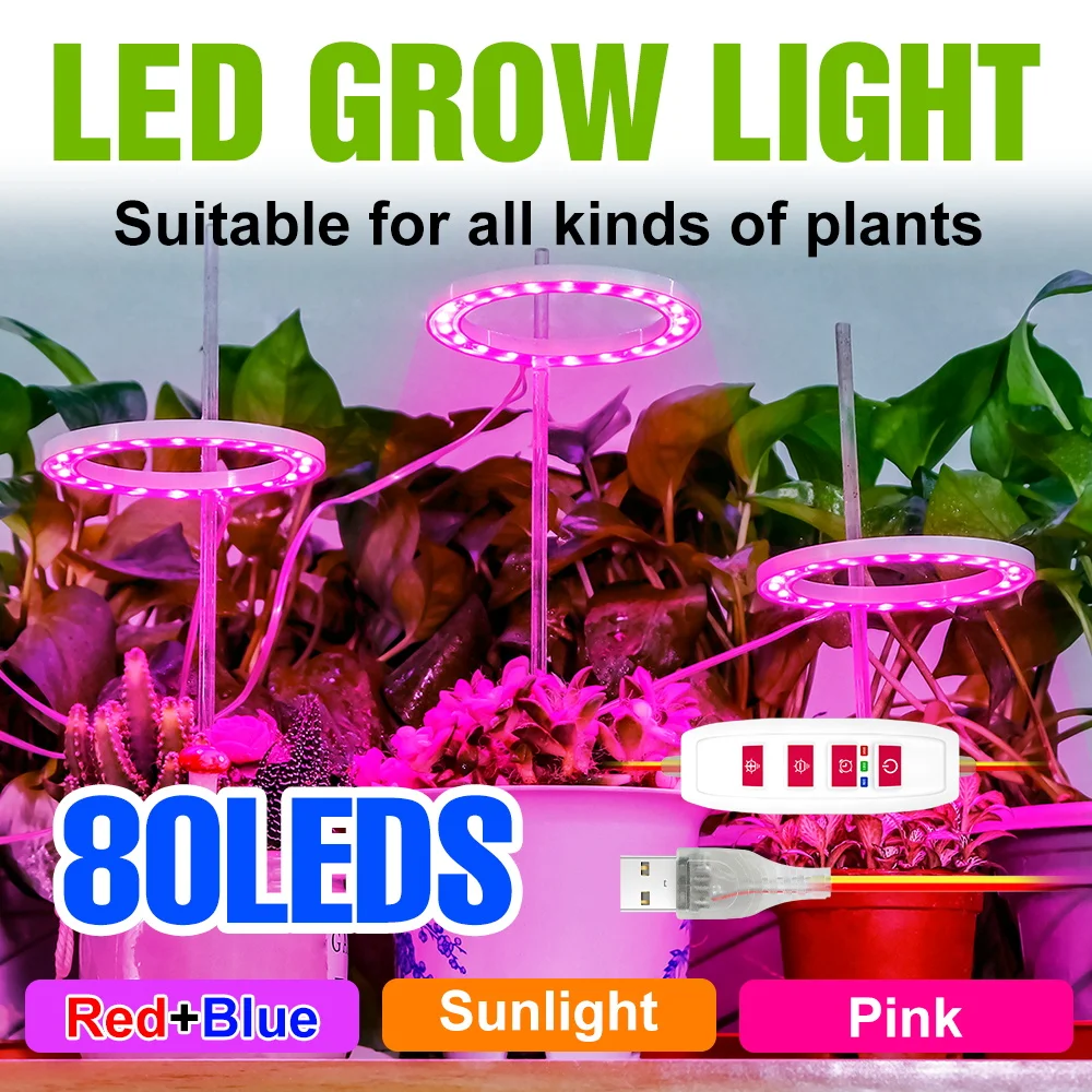 Indoor Full Spectrum LED Grow Lights USB Plant Fill Lights 5V Dimmable Flower Succulent Seedling Potted Cultivation Lighting