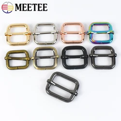 Meetee 10Pcs 13-50mm Metal Buckle for Bag Strap Webbing Pin Buckles Belt Tri-glides Slider Hook Adjuster Roller Clasp
