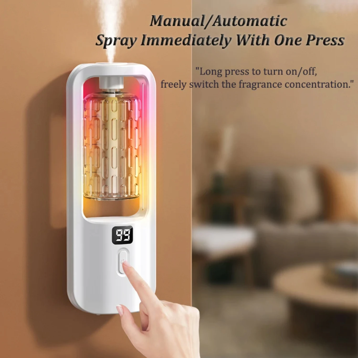 Colorful Wall-Mounted Aromatherapy Machine - Relaxing Air Purifying, Deodorizer, and Humidifier for Your Toilet - Enhance Ambian