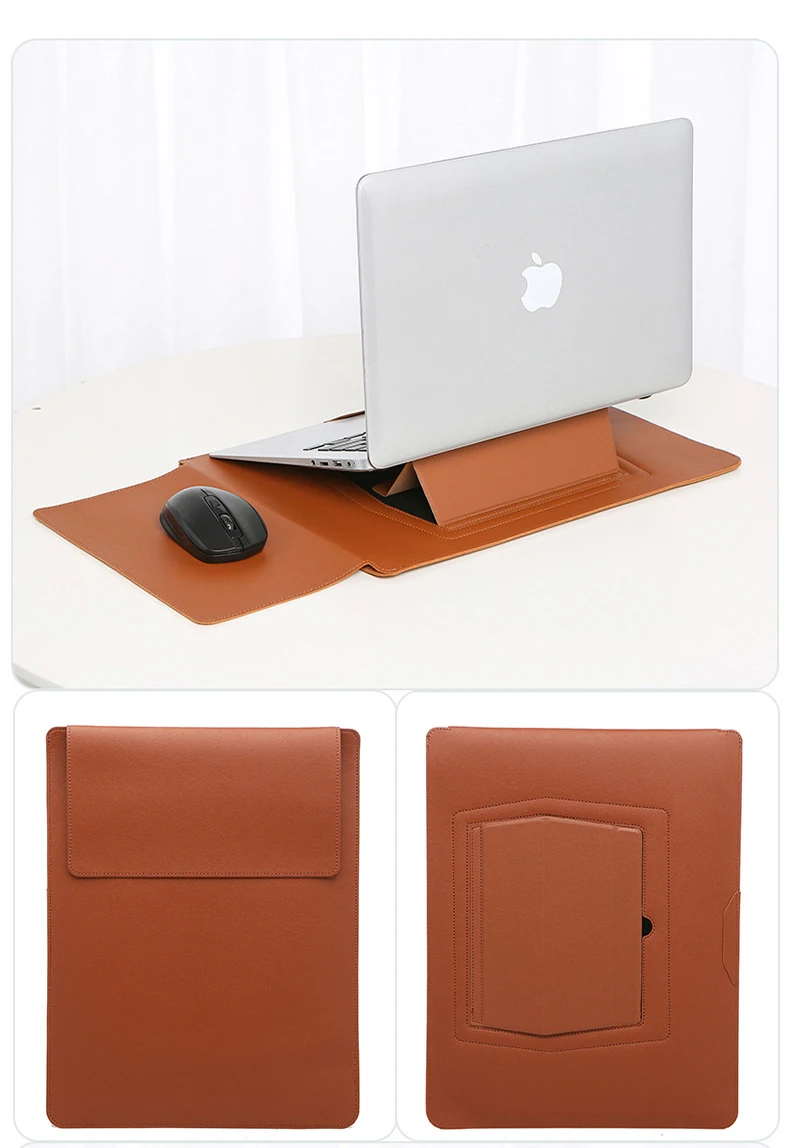 Suitable for laptops with sizes 12, 14, 15, and 16, ultra-thin non-magnetic portable leather case computer cooling bracket
