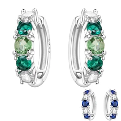 Hot Sale 925 Sterling Silver Animal Plant Green Series Jewelry Fashion Zircon Circle Hoop Earrings For Women Gift Accessories
