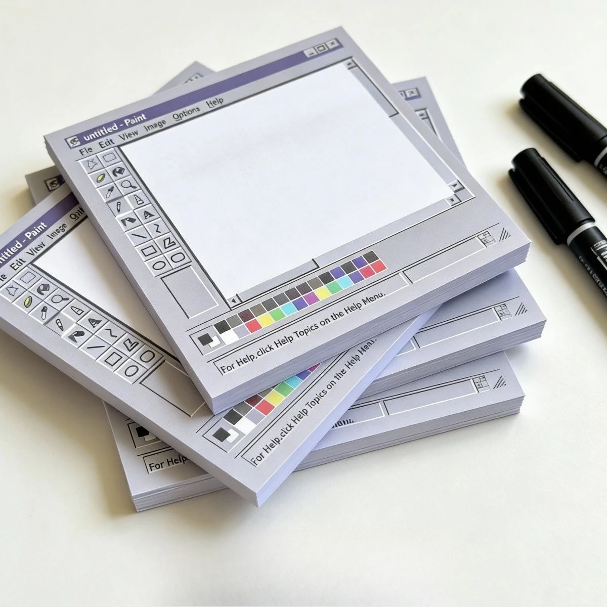 50Pages Vintage Computer Drawing Sticky Notes Self-Adhesive Notes Notepad Memo Pad for Student Office Stationery