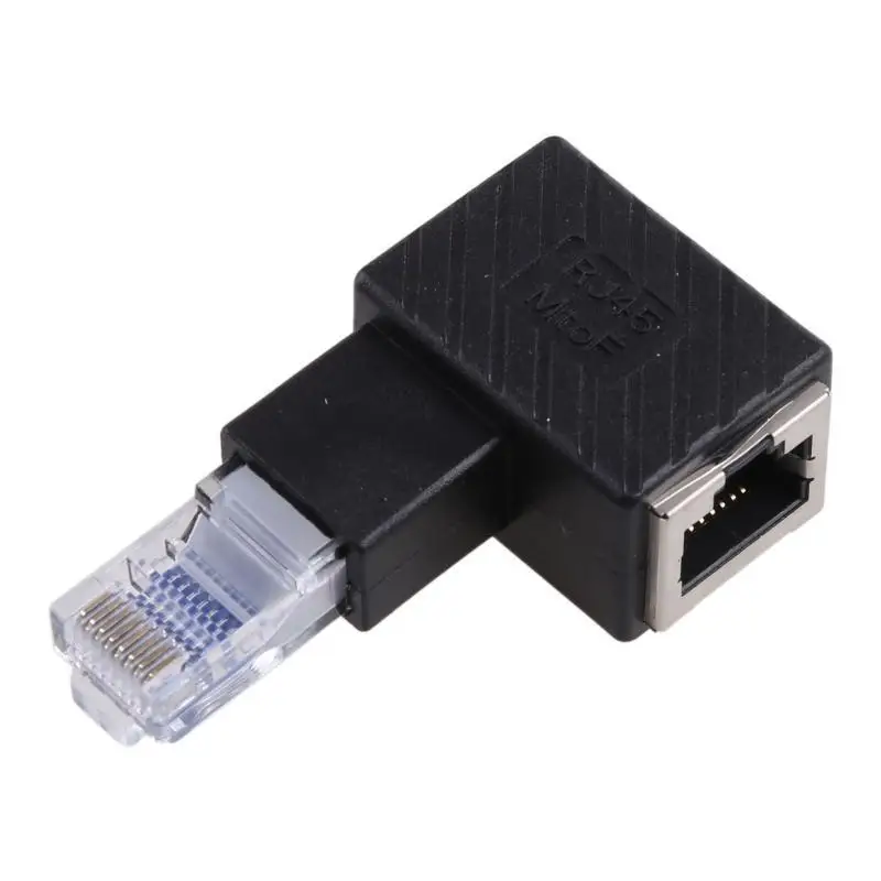 

652F 90 Degree Ethernet LAN RJ45 Male to Female Right/ Left / Up / Down/ Cat5 / Cat5e / Cat6 Extender Adapter