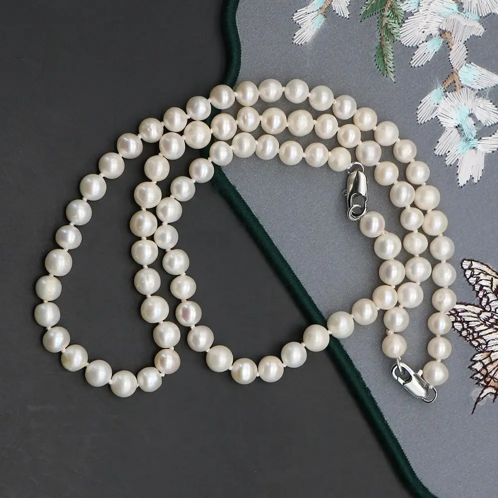 

Irregular Rice Shape Natural Freshwater Threaded Pearl Necklace With Spherical Magnetic Clasp Design Necklace Jewelry 1 Strand