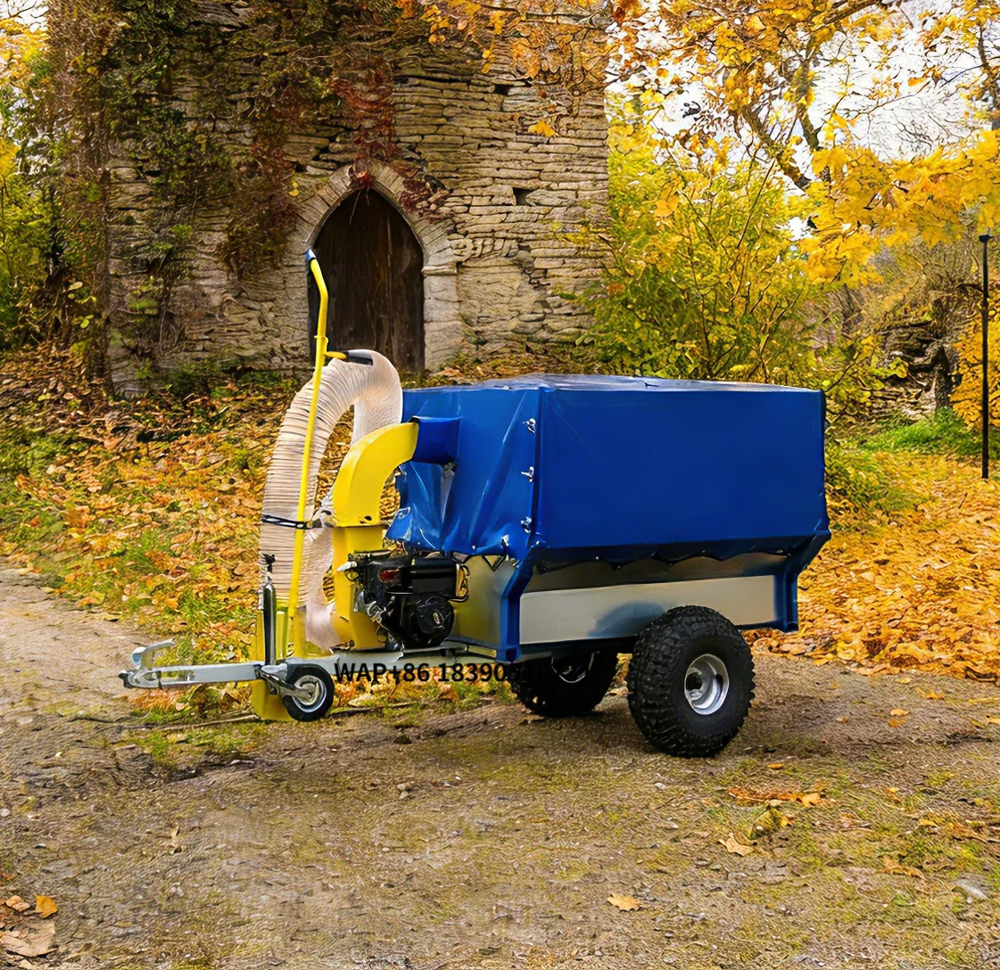 

Tow-Behind Powered Leaf Blower with Large Collection Bag & Flexible Suction Hose for Residential Debris Cleanup