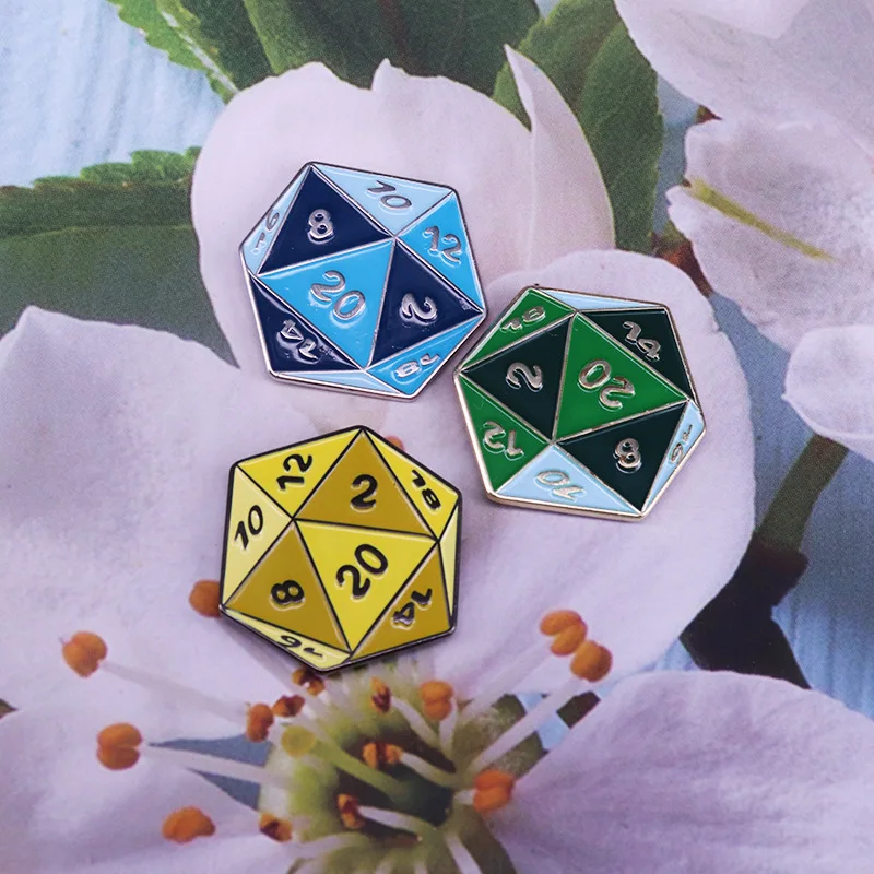 Perfect Quality Funny Dragons Dice Game Cartoon Enamel Pins Metal Denim Jacket Lapel Badges Backpack Jewelry Gifts for Friends