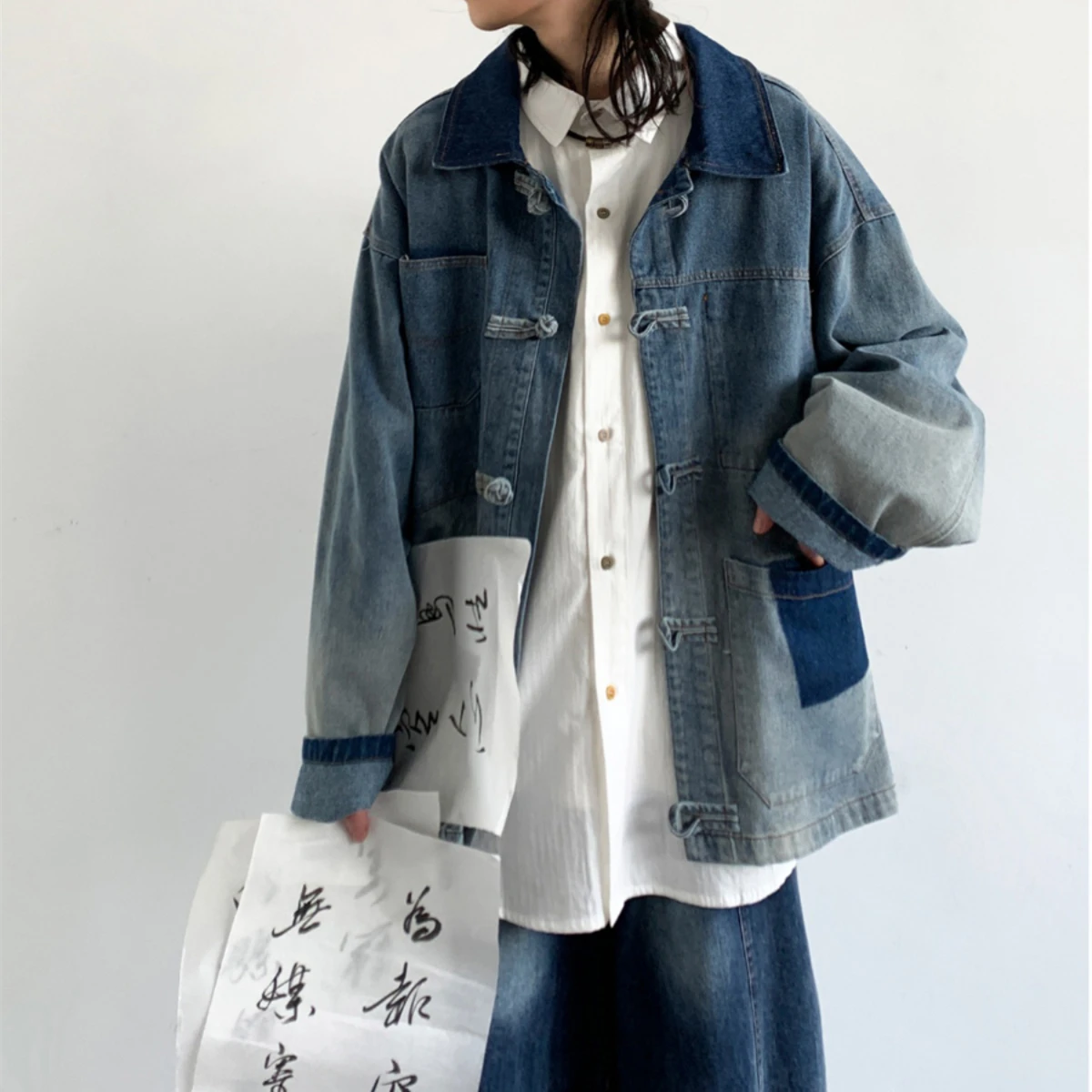 Korean Fashion Couple Denim Jacket For Men Women Clothing Harajuku Streetwear Patchwork Jacket Kpop High Quality Coat Male