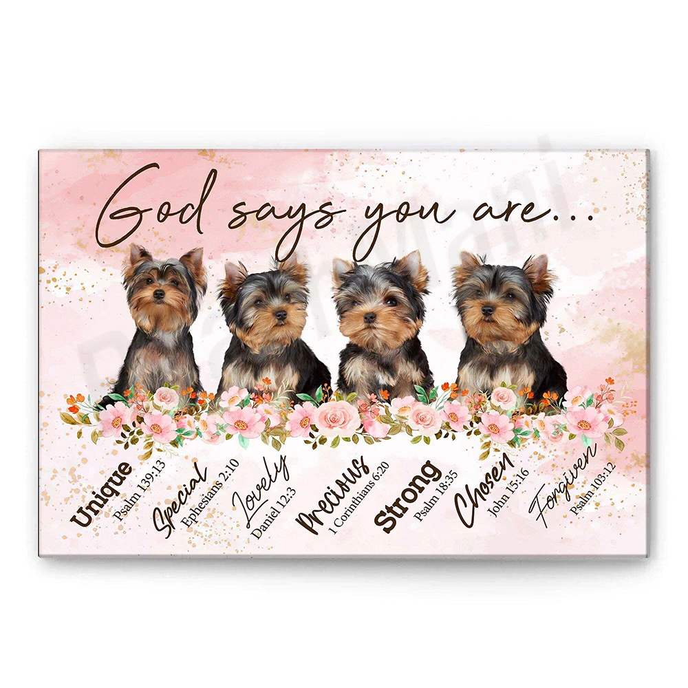 Mermaid, turtle, Yorkshire, chicken, cat, cardinal, penguin, horse poster, God said there is wall art, home decor