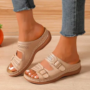 Open finger wedge slippers for women, premium orthopedic shoes, non -slip platform, female retro slippers, summer fashion, 2024 12 Main Women's Orthopedic Slipper Sales - №8