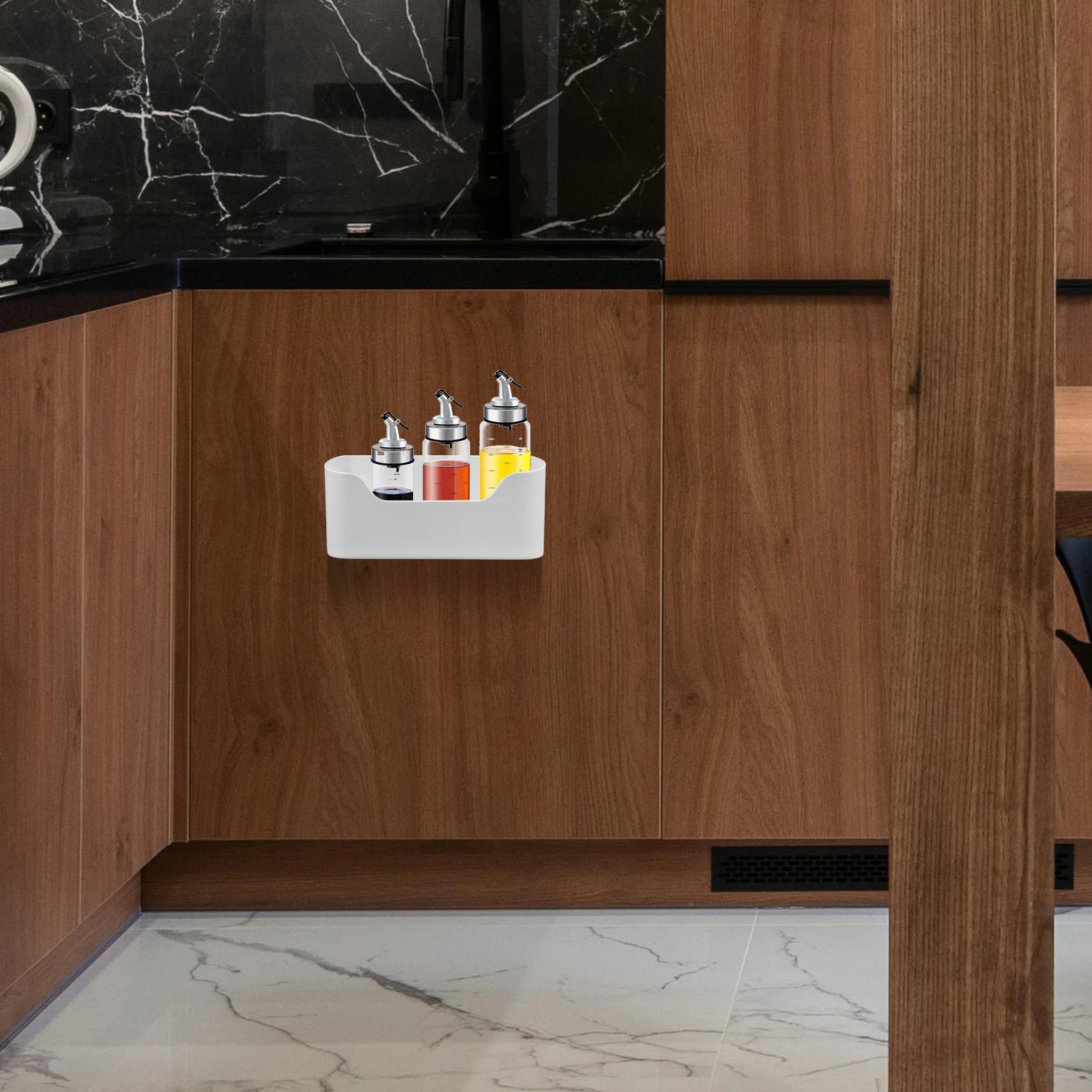 

2Pcs Kitchen Organizer Hanging Sundries Storage ABS Adhesive Cabinet Door Organizer Makeup Storage Box