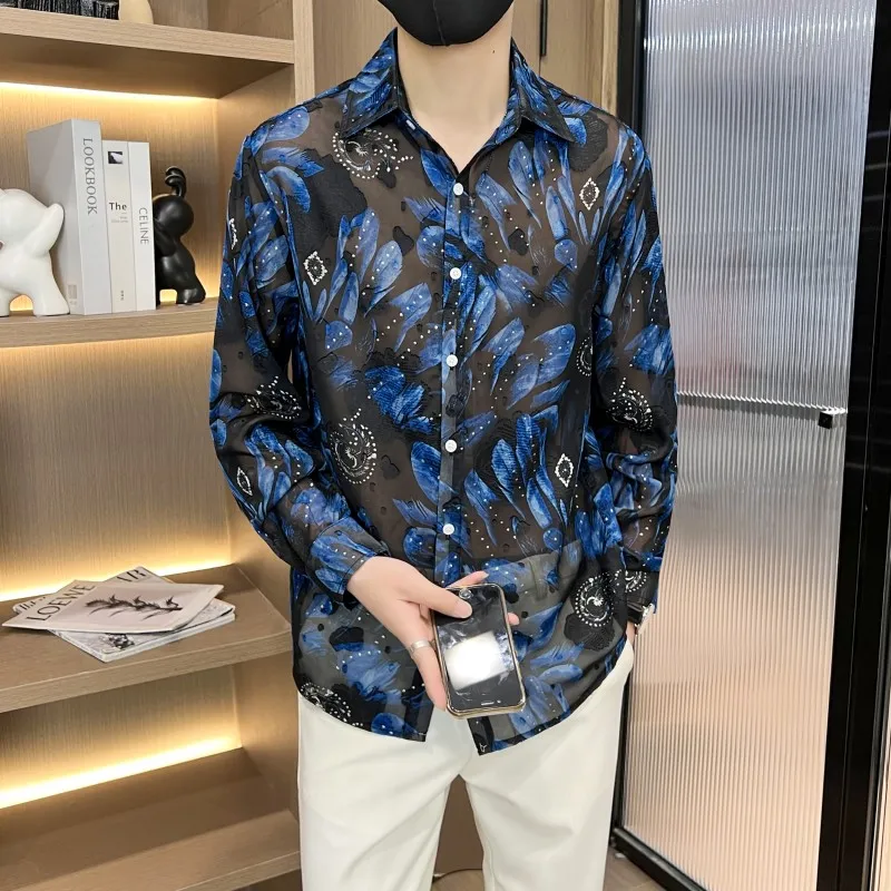 Blusa de calle para Hombre, ropa de otoño para Hombre, camisa informal para Hombre, camisa de moda para primavera e invierno, vestido de calle Popular y elegante para Hombre