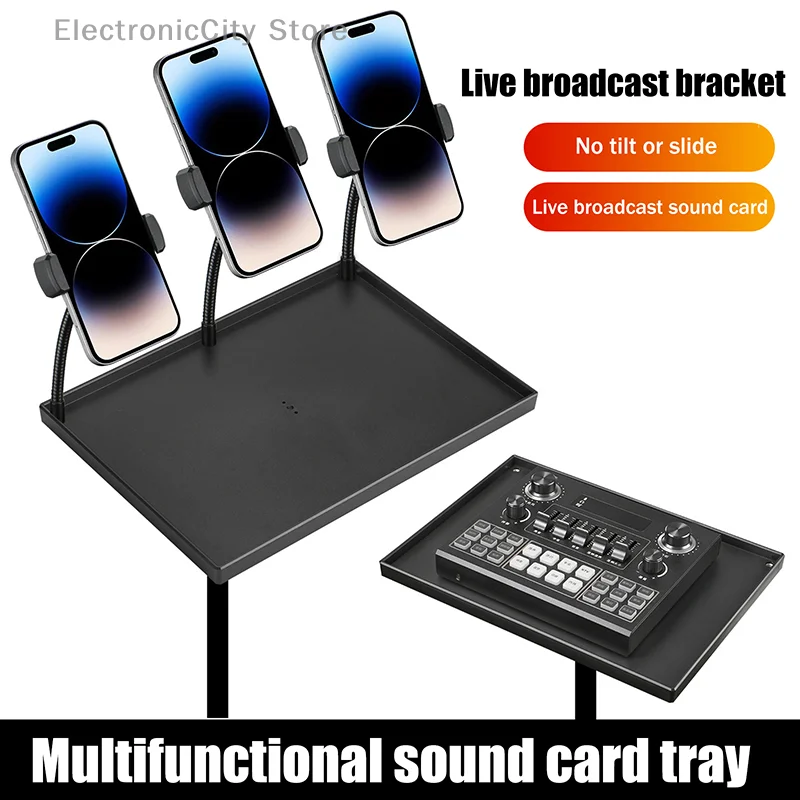 1Pc 1/4in Screw Adapter 25x18CM Projectors Tray Tripod Stand Sound Card Projectors Tray Platform Holder Black Plastic