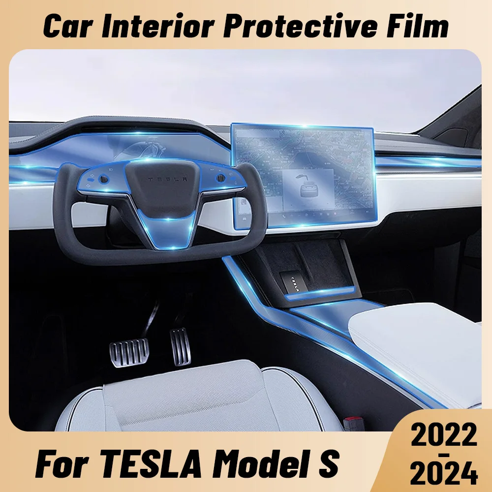 

Защитная пленка из ТПУ для центральной консоли, мультимедийной панели и навигации автомобиля, предотвращающая царапины, для TESLA MODEL S 2022-2024, наклейка