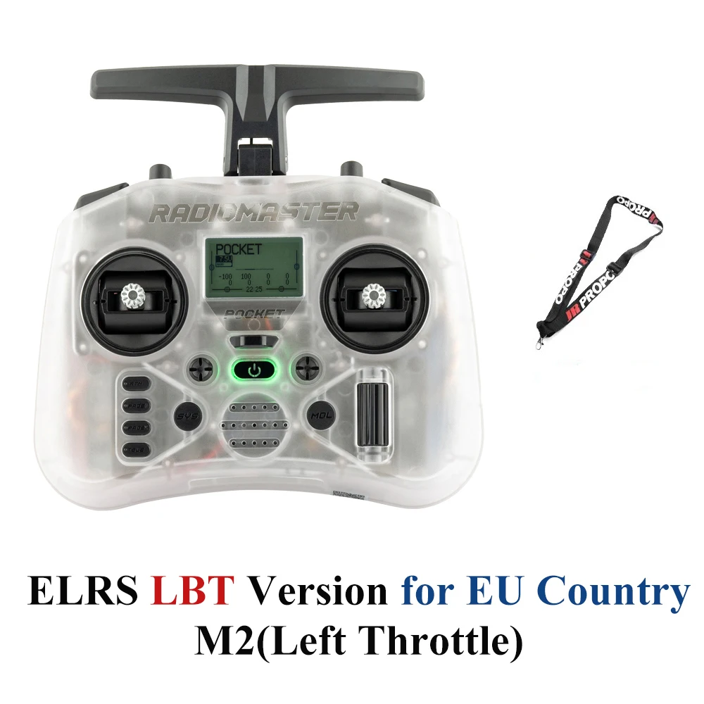 Radiomaster Pocket EdgeTX 2.4G Radio Controller FCC LBT (Mode2 Linkshänder-Drossel) CC2500 / ELRS Hall Gimbal-Sender