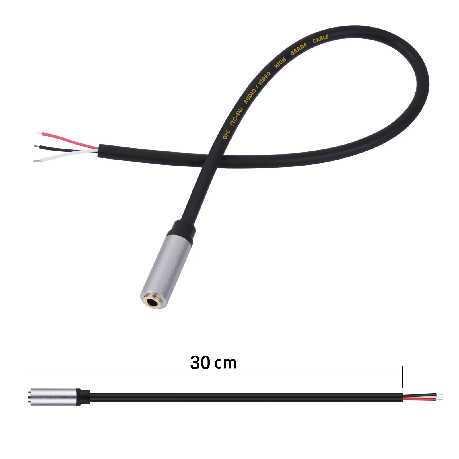 Replacement 3.5mm Female Jack to Bare Wire Open End TRS 3 Pole Stereo 1/8\