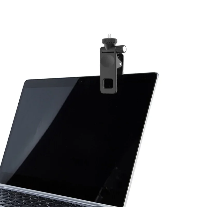 モニター用トップカメラマウントクランプ、1/4インチネジ付き吊り下げ式ウェブカメラスタンド、ライブストリーム、ビデオ会議用