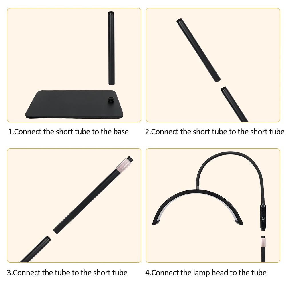 3000K-6500K 19in Gooseneck Half Moon Light 30W LED Floor Lash Lamp with Remote Control for Lashes Nail Desk Tattoo Estheticians