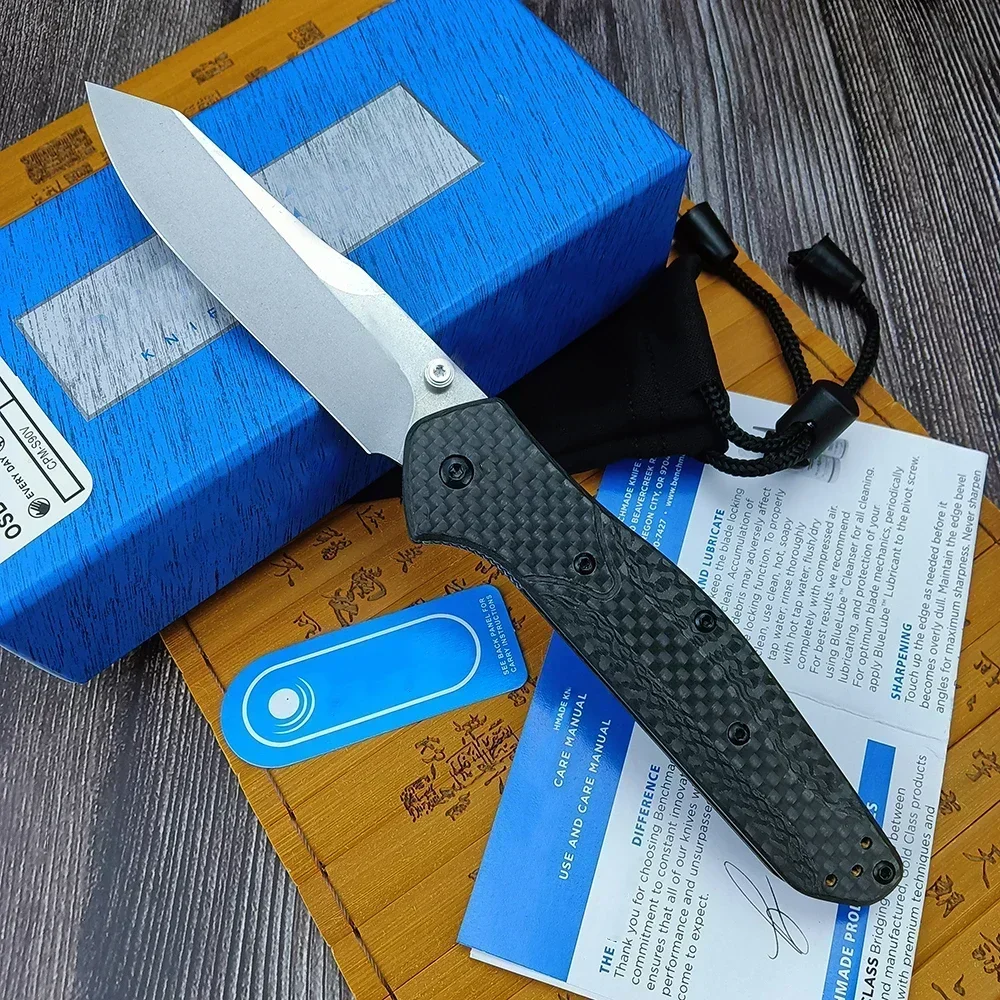 940 Osborne EDC Knife BM coltello da tasca pieghevole Tanto Blade Plain Edge Tactical Survival Camping Knife Tools manico in fibra di carbonio