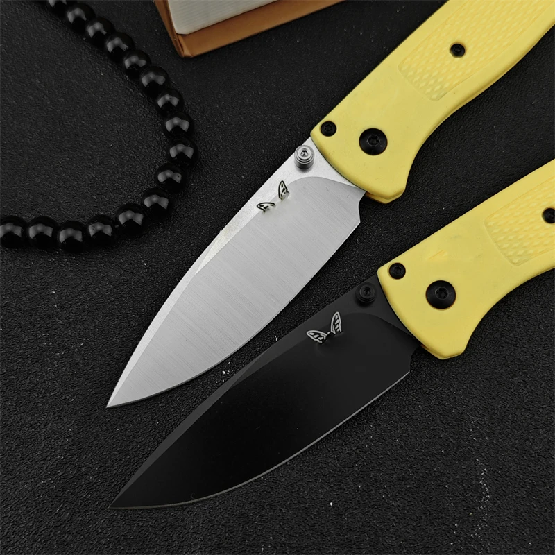 BM535 Camping Hunting Tactical Cutting Rescue Nylon Fiber Yellow Handle Survival Self Defense Convenient Folding Knife