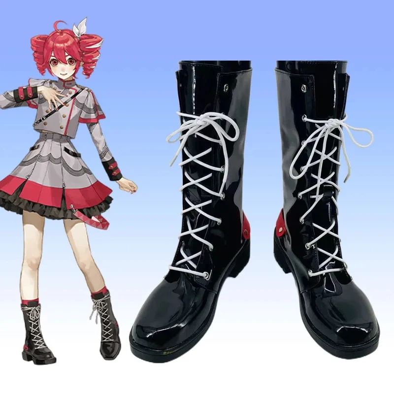 

c;4,g\6/Anime Teto Cosplay Shoes Black Artificial Leather Boots For Women Girls3;v\6.h/