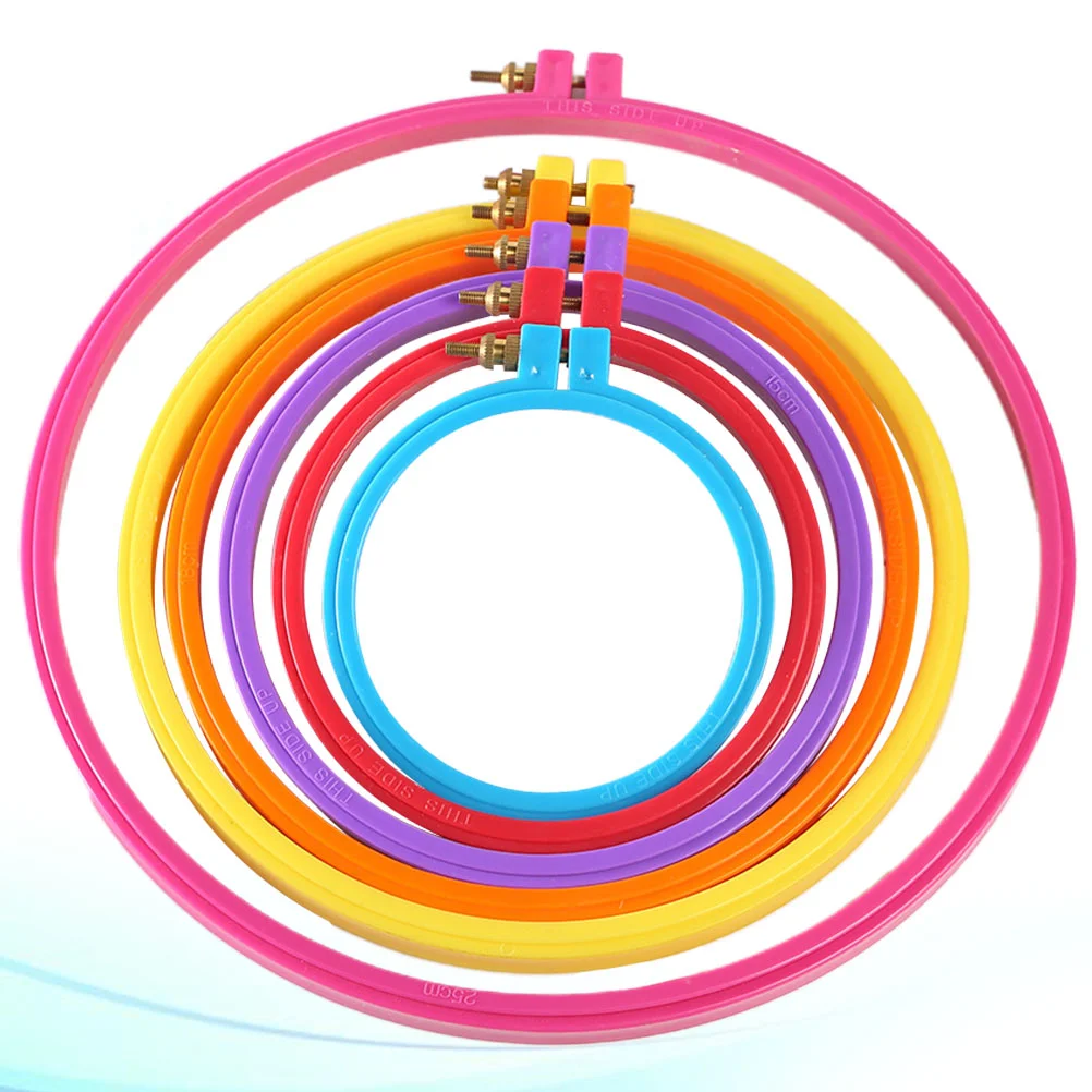 6 Pcs Cross Stitch Circle Imitation Bamboo Embroidered Cloth DIY Embroidery Hoop