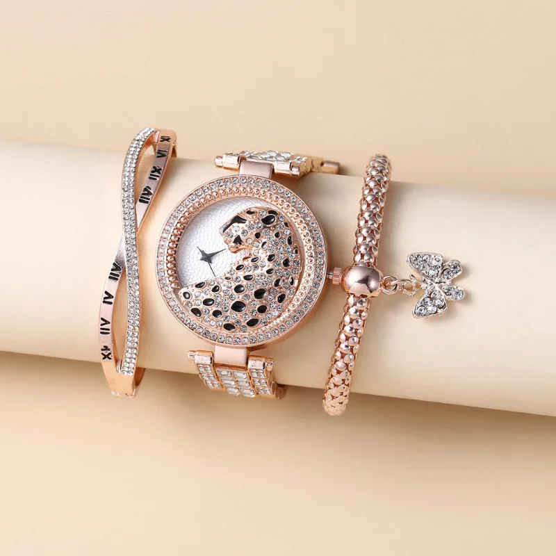 3pcs/set Women Quartz Watch with bracelets Luxury Rhinestone Ladies Wristwatch for Gift  Reloj  Relojes Para mujer