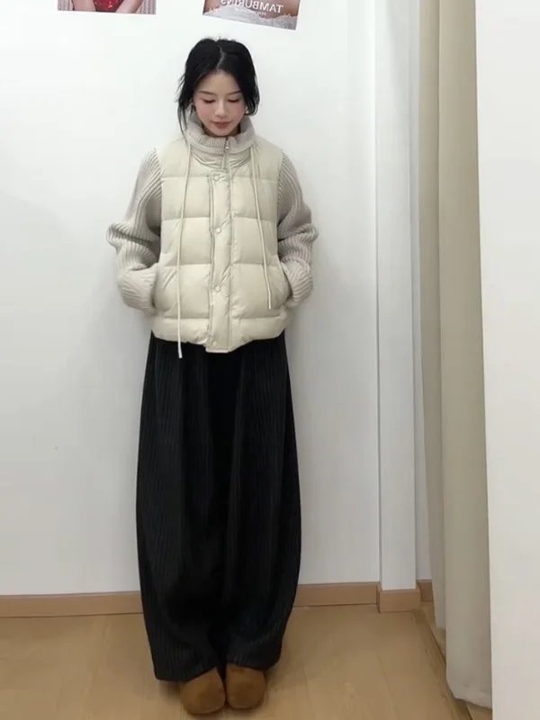 

Модная хлопковая куртка с вязаными рукавами в стиле пэчворк, женская повседневная свободная куртка в корейском стиле, зимняя новинка