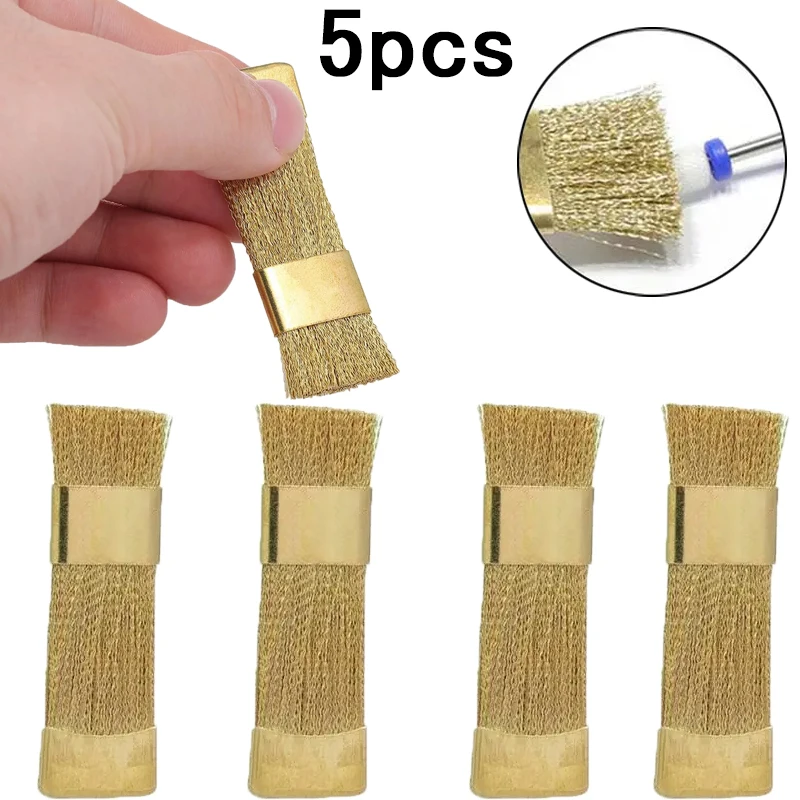 

Dental 1/5Pcs Cleaning Brush Drill Bit/root Canal File/nail Drill Bits Brass Wire Brush Gold Cleaning Tool Dentisty Consumables